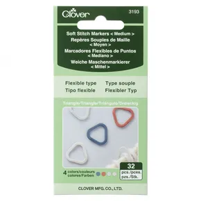 Clover Medium Soft Stitch Markers #3193 32 Pieces with 4 Colours